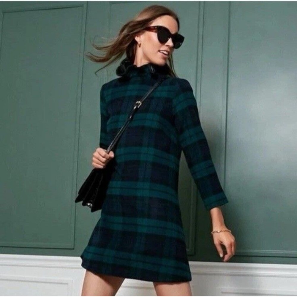 Tuckernuck Dark Green and Black Checkered Mini Dress